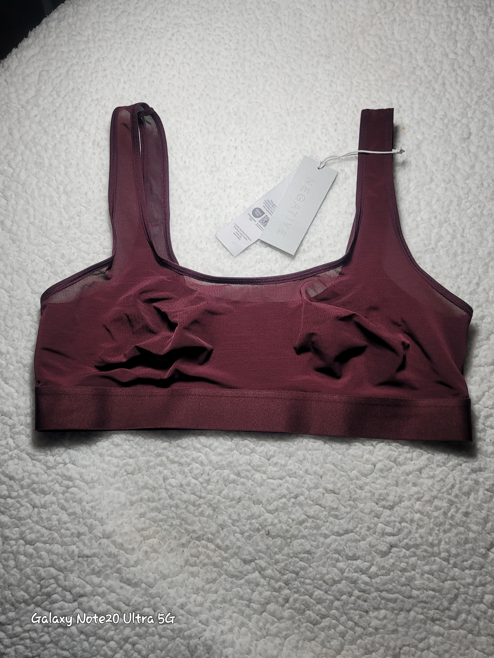 Negative Underwear NWT Sieve Bra Top Sheer Mesh Garnet Burgundy Size 4